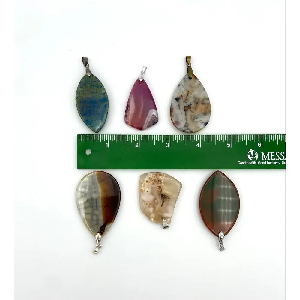 Destash Lot 18 Stone Pendants and Bails Jewelry Making & 1 Glass Pendant Lot #2